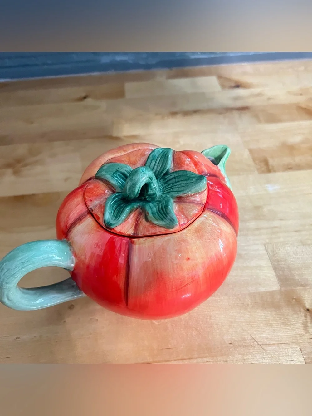 Vintage Tomato Ceramic Teapot Decorative Cottagecore Farmhouse Decor Collectible